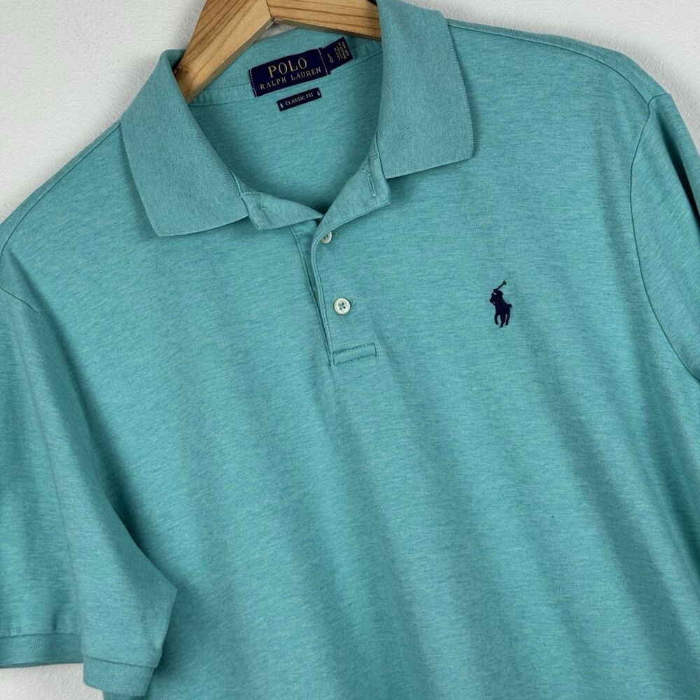 Polo Ralph Lauren Classic Fit Short Sleeve Polo Shirt Mens Large Blue Stretch
